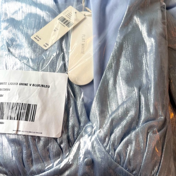 NWT Anthropologie Flat White Liquid Shine V Blouse - Picture 11 of 11